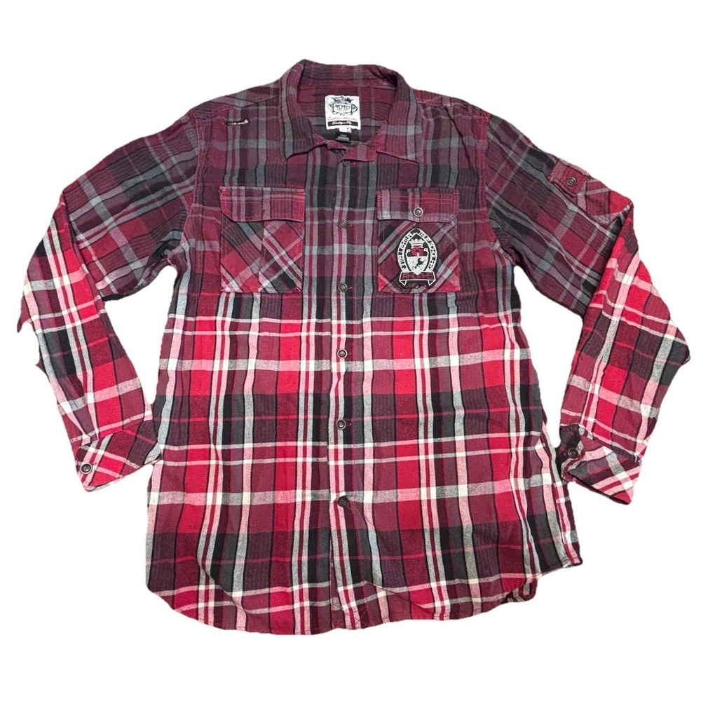 Akademiks Long Sleeve Flannel Shirt Mens XL Multicolor Button Down Plaid VTG Y2K